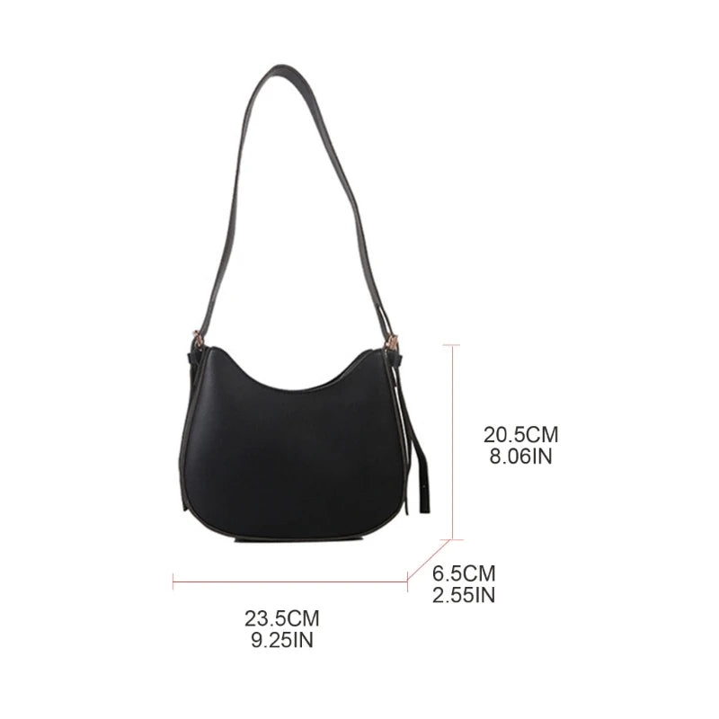 Retro PU Leather Shoulder Bag Women Casual Solid Underarm Bag