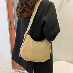 Retro PU Leather Shoulder Bag Women Casual Solid Underarm Bag