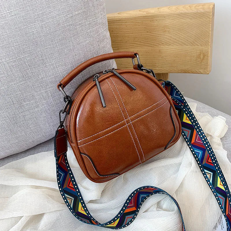 Retro PU Leather Ladies Small Bag Large Capacity Handbag Messenger