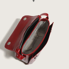 Retro Patent Leather Shoulder Bag Flap Small Square Bag Underarm Crossbody Bag