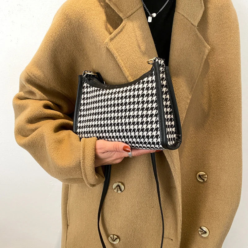 Retro Plaid Printing Shoulder Bag Fashion Ladies Holiday Travel Bag