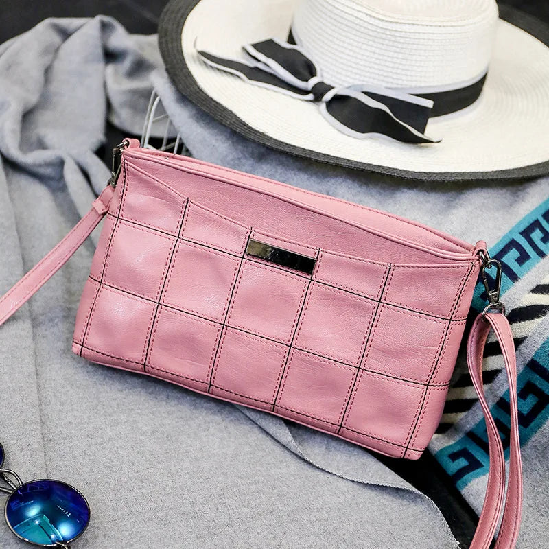 Plaid Shoulder Bag for Women PU Square Ladies Bag Brands Lady Handbag