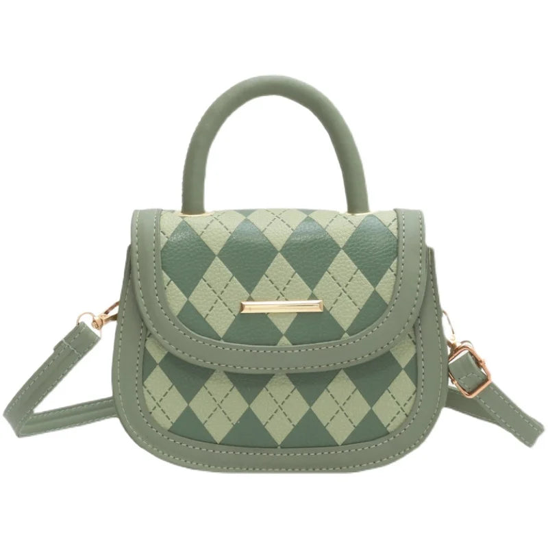 Plaid Women Shoulder Messenger Bags Top Handle Saddle Bag Purse