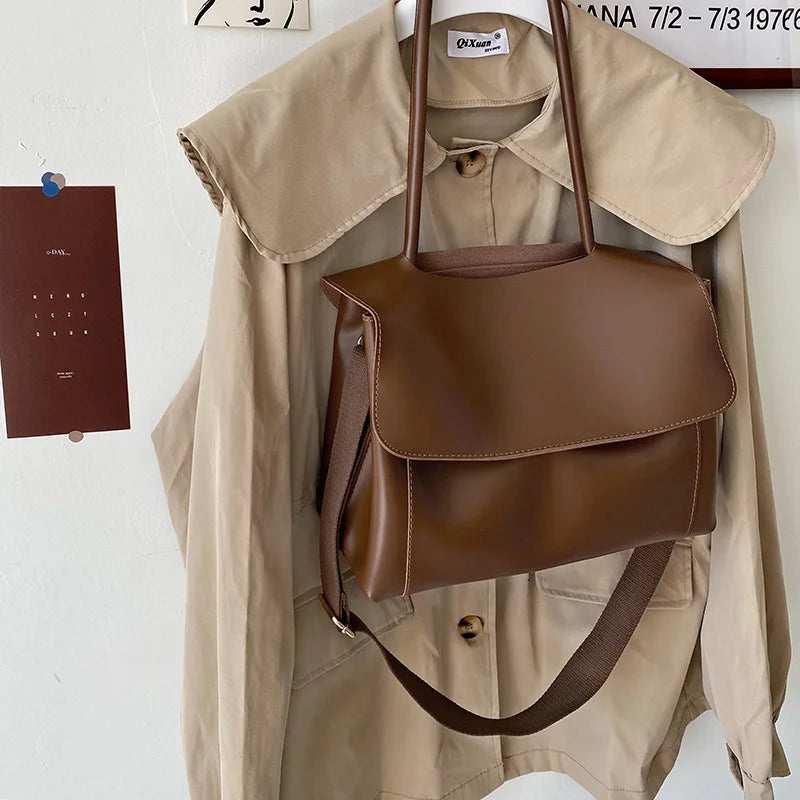 Retro Pu Laptop Capacity Women Business Briefcase Messenger Bag