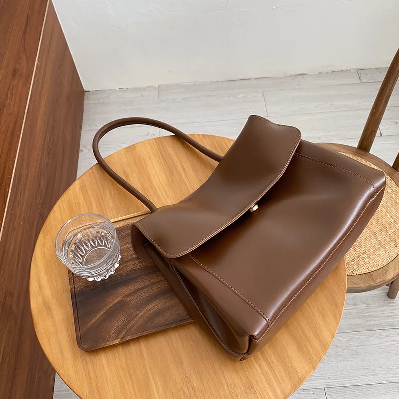 Retro Pu Laptop Capacity Women Business Briefcase Messenger Bag