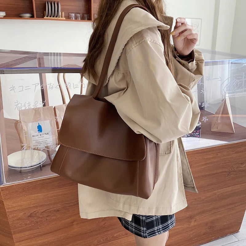 Retro Pu Laptop Capacity Women Business Briefcase Messenger Bag
