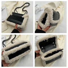 Retro Crossbody Bag Fleece Flap Shoulder Satchel