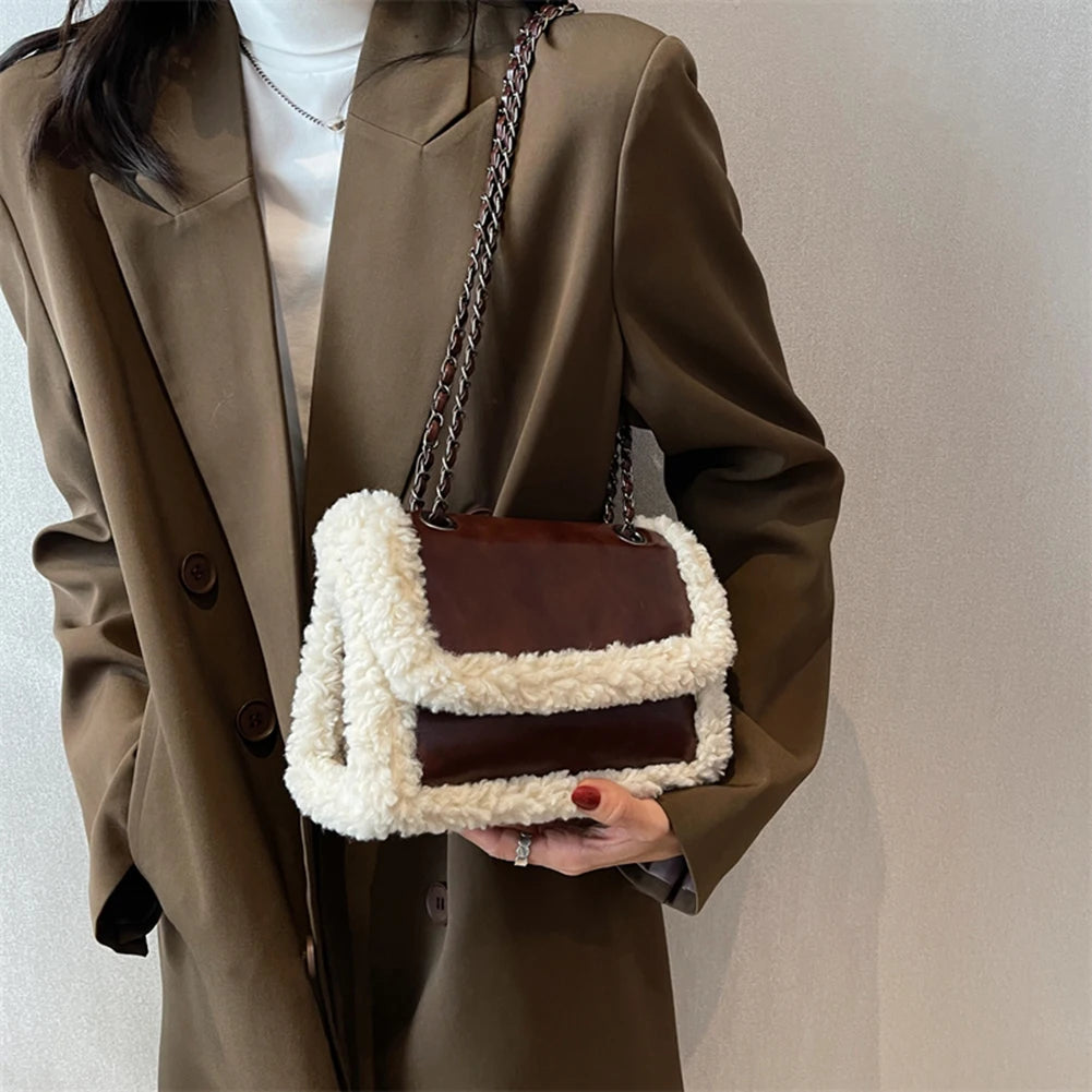 Retro Faux Suede Handbag Shoulder Bag Vintage Street Satchel