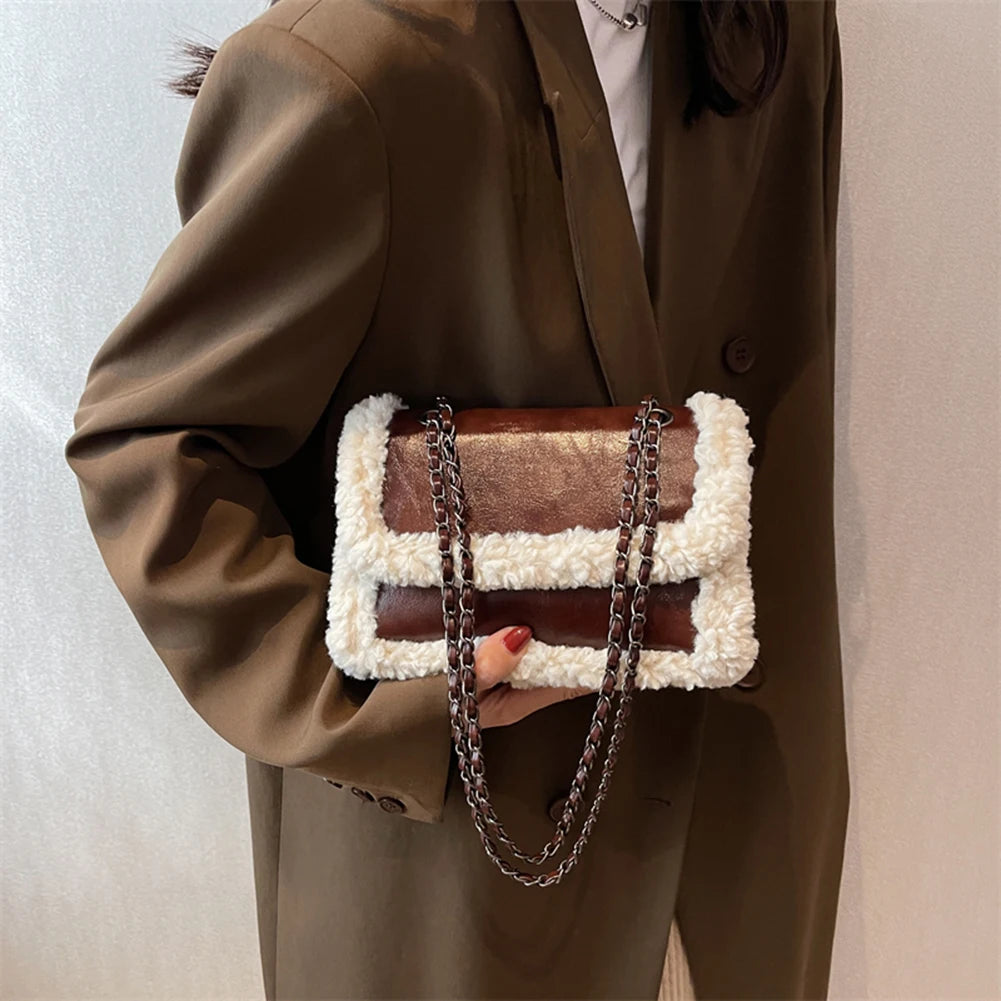 Retro Faux Suede Handbag Shoulder Bag Vintage Street Satchel