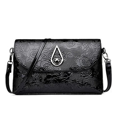 Retro Rose Flower Embossed Sling Bag Mother Single Shoulder Purse