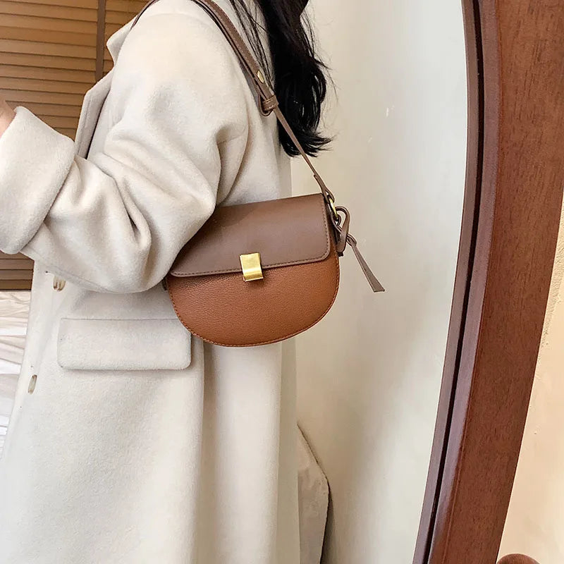Retro Shoulder Bag Saddle Leather Woman Bags
