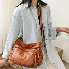 Retro Shoulder Bag for Women Soft Pu Leather Messenger Bag Multifunction Crossbo