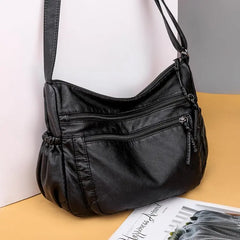 Retro Shoulder Bag for Women Soft Pu Leather Messenger Bag Multifunction Crossbo