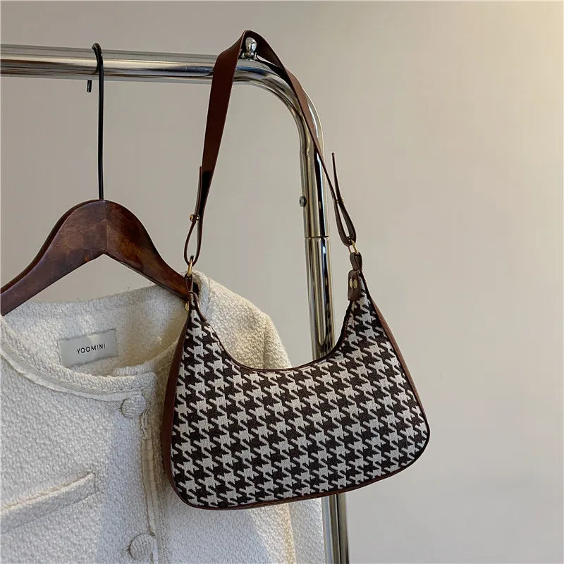 Leopard Print Canvas Shoulder Bag Retro Mini Underarm Bags