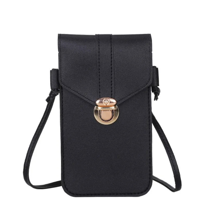 Retro Mobile Phone Bag Women PU Transparent Touch Screen Messenger Bags