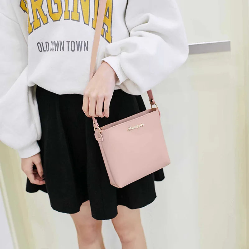 Retro Women Handbags Casual Pink Square Bag Girls One Shoulder Bags