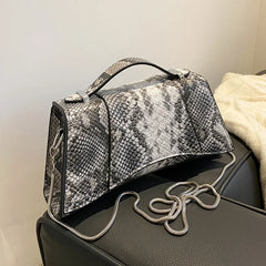 Vintage Snake Pattern Totes Bag with Chain Handbag