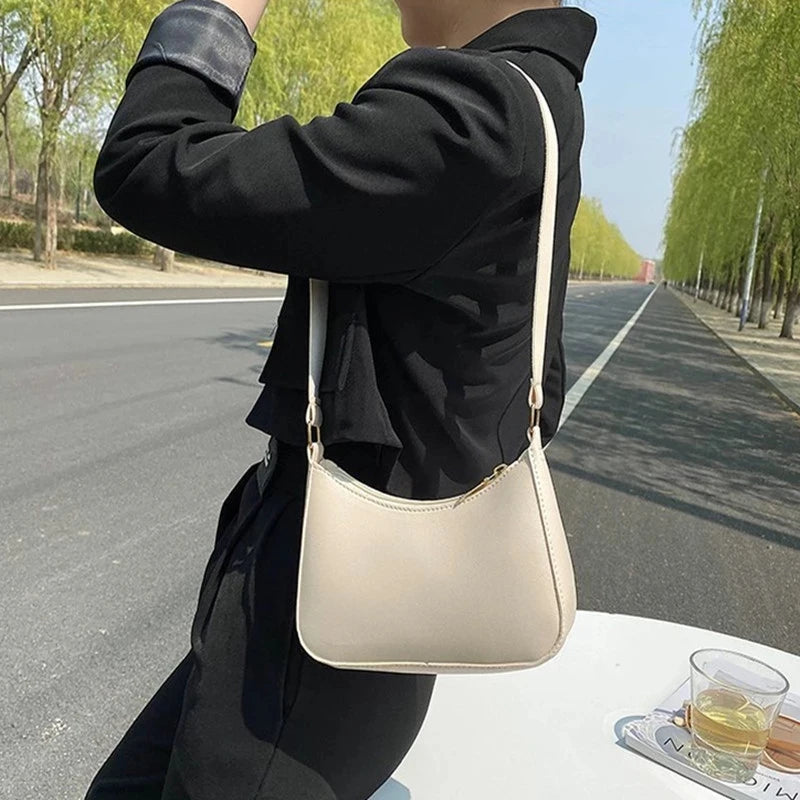 Vintage PU Leather Women's Shoulder Bag Casual Underarm Hobo Handbag