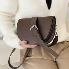 Vintage Leather Saddle Bag Crossbody Handbags for Women
