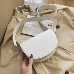 Retro Solid Saddle Bag High Leather Shoulder Bags for Women