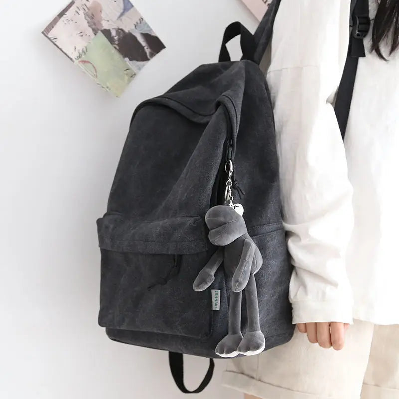 Retro Canvas Backpack School Bag Zipper Harajuku Bags
