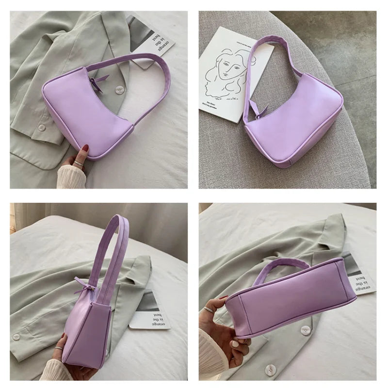 Retro Solid Totes Bag Women's Handbag PU Leather Shoulder Underarm Bag