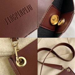 Retro Style Waist Bag Bucket Bag PU Leather Female Shoulder M