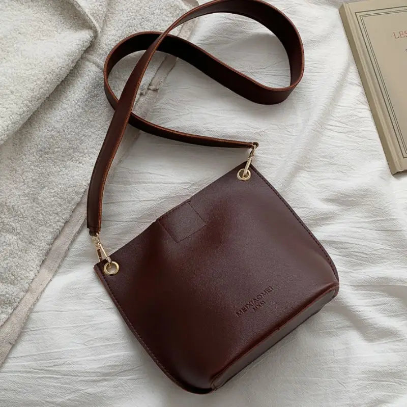 Retro Style Waist Bag Bucket Bag PU Leather Female Shoulder M