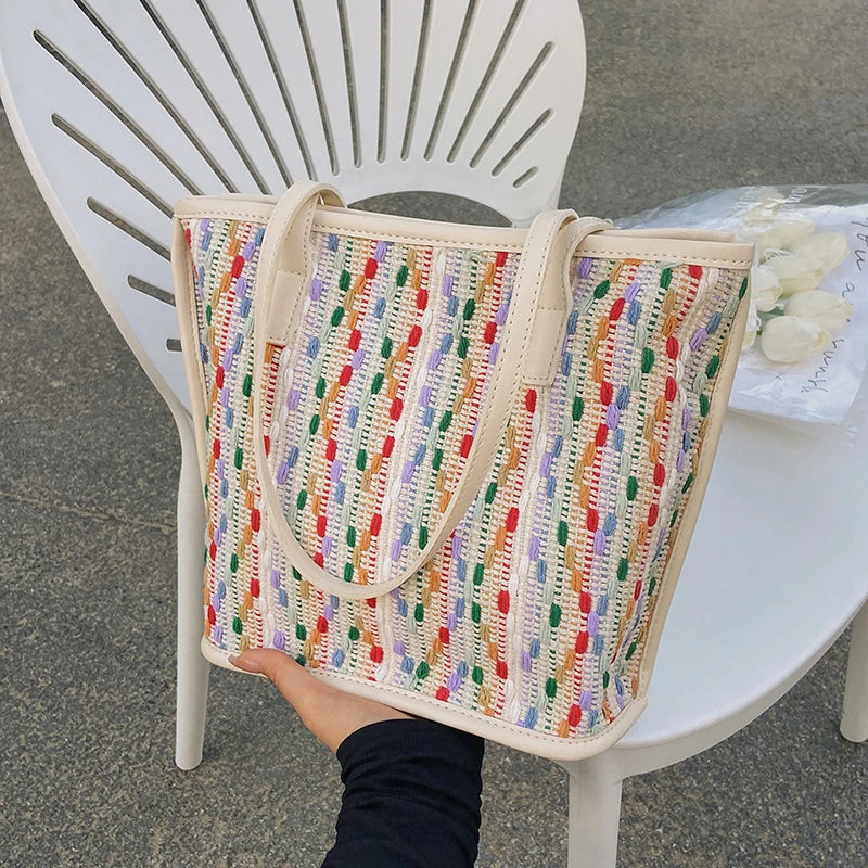 Retro Women Bag High Female Vintage Shoulder Bags Plaid Printing Handbag