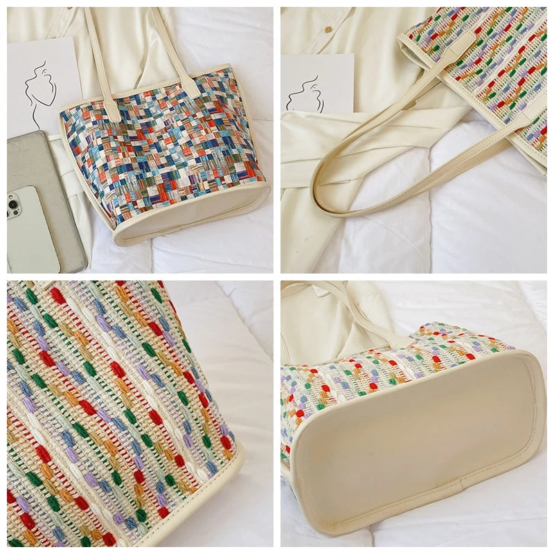 Retro Women Bag High Female Vintage Shoulder Bags Plaid Printing Handbag