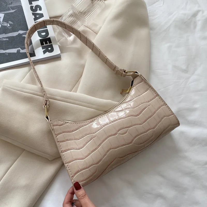 Women Crocodile Pattern Handbag Casual Shoulder Bag