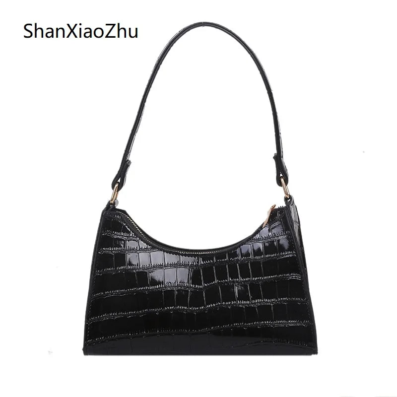 Women Crocodile Pattern Handbag Casual Shoulder Bag