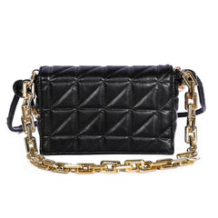 Geometric Embroidery Shoulder Crossbody Bag with Thick Chain Handbags