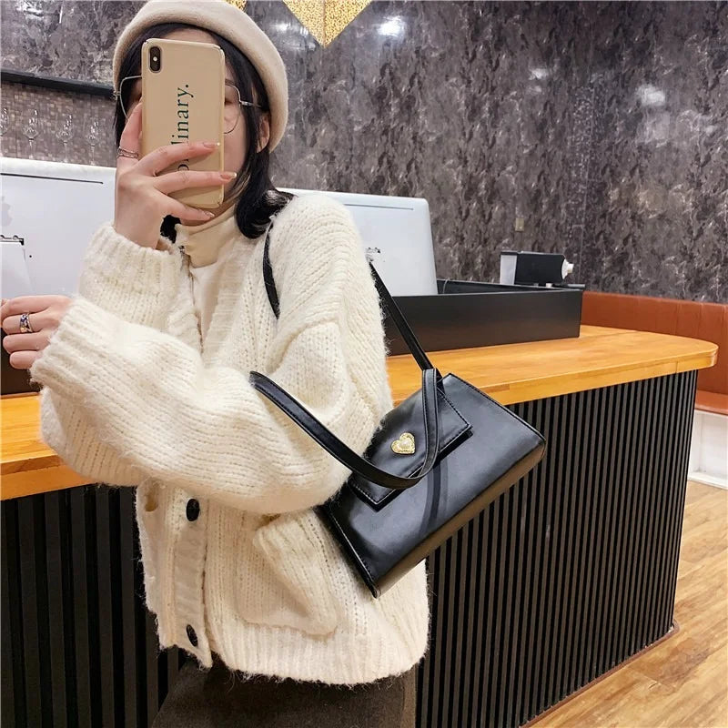 Vintage Women Shoulder Bag Red Wine PU Leather Tote
