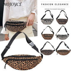 Leopard Print Shoulder Bag Casual Flannel Waist Pack Handbag