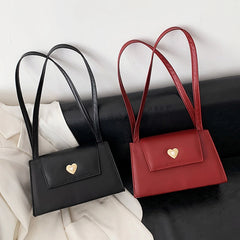 Retro Women Small Square Shoulder Bags Red Wine Ladies Underarm Bag
