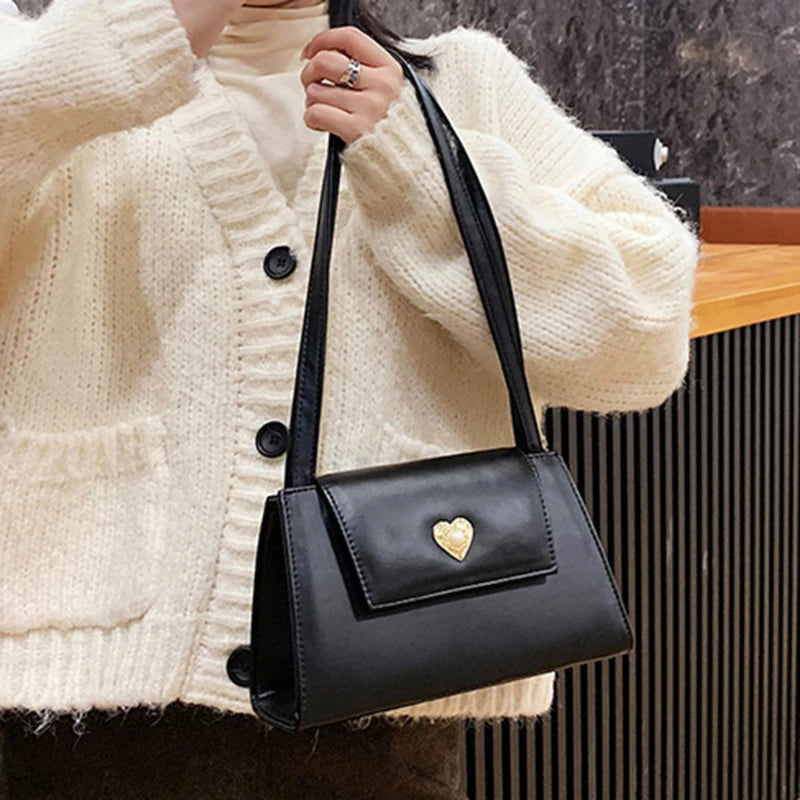 Retro Women Small Square Shoulder Bags Red Wine Ladies Underarm Bag