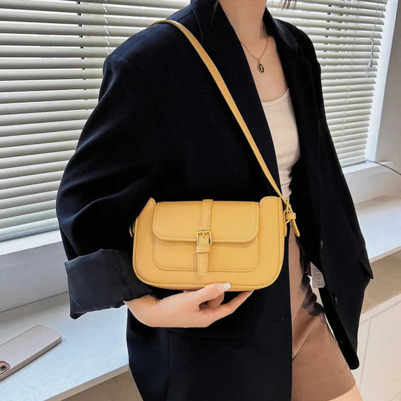 Retro Small Shoulder Bag Chain PU Leather Underarm Bags