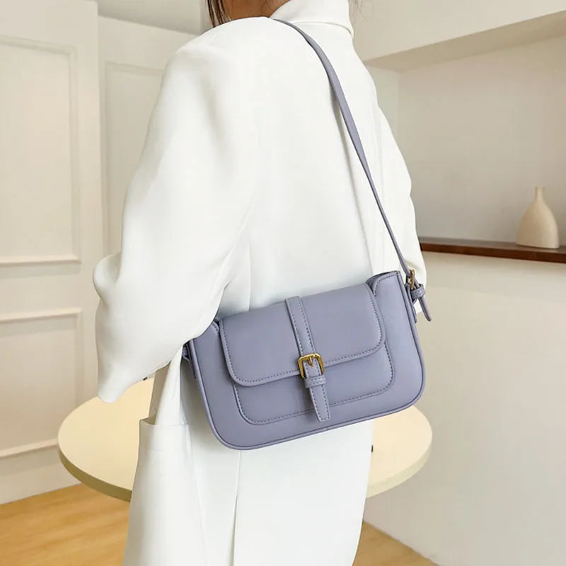 Retro Small Shoulder Bag Chain PU Leather Underarm Bags