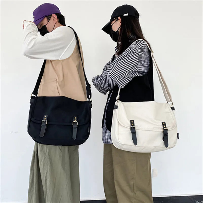 Canvas Messenger Bag Large Capacity Crossbody for Women