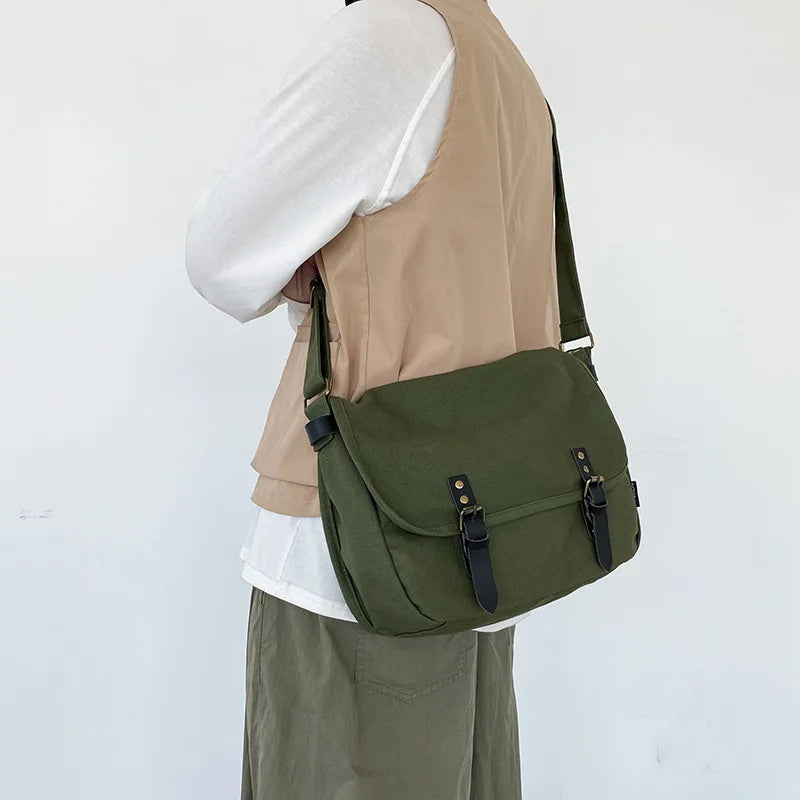 Canvas Messenger Bag Large Capacity Crossbody for Women