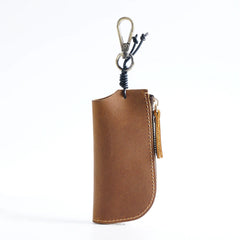 Vintage Crazy Horse Leather Key Bag Waist Hanging Wallet