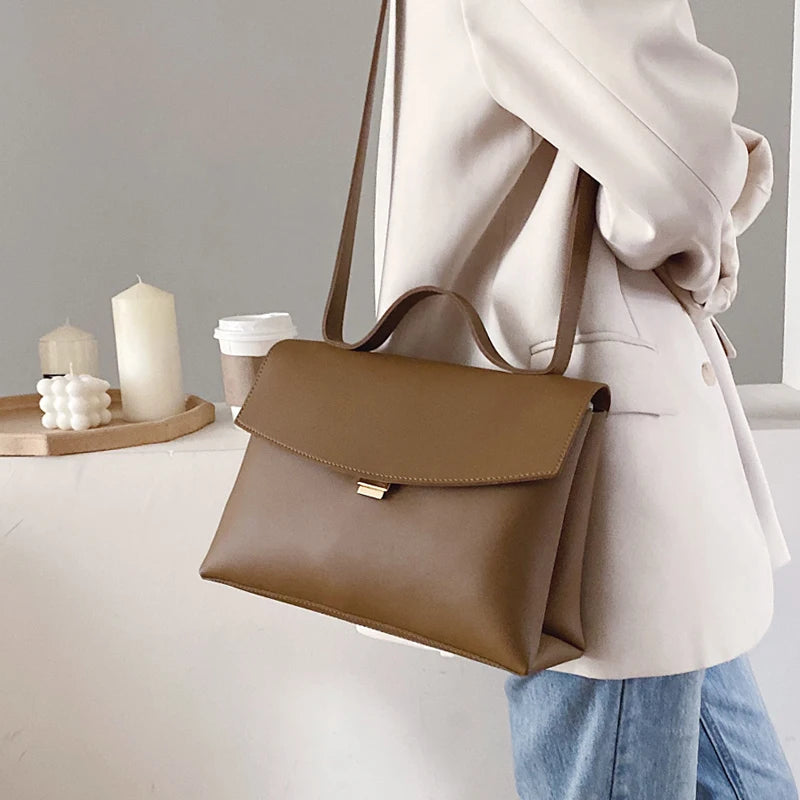 Retro PU Leather Women Handbag Large Capacity Shoulder Messenger Bag