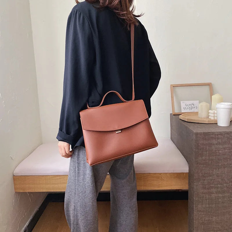 Retro PU Leather Women Handbag Large Capacity Shoulder Messenger Bag