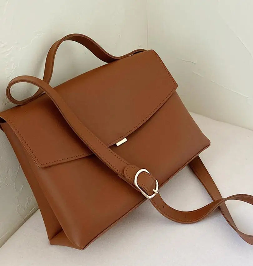 Retro PU Leather Women Handbag Large Capacity Shoulder Messenger Bag