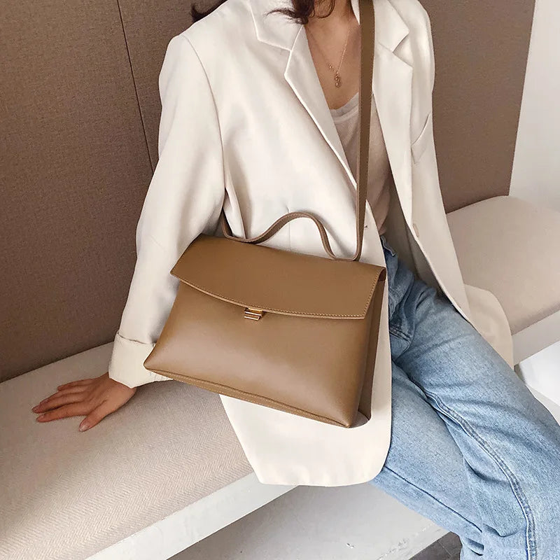 Retro PU Leather Women Handbag Large Capacity Shoulder Messenger Bag