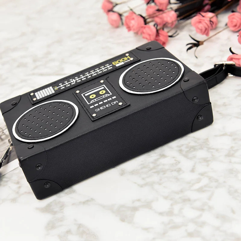 Vintage Radio Box PU Leather Ladies Handbag