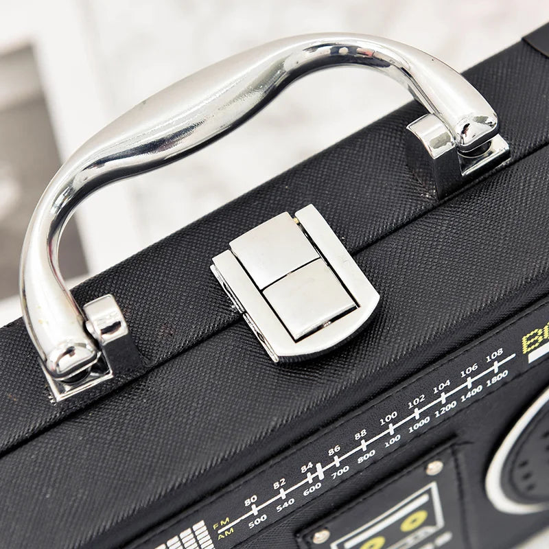 Vintage Radio Box PU Leather Ladies Handbag