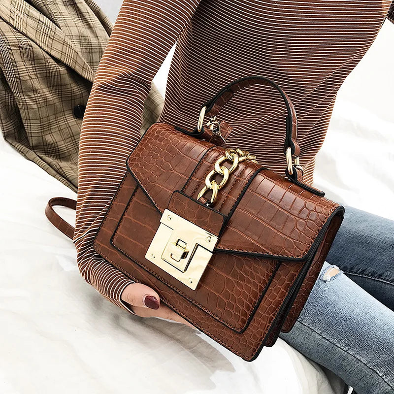 Retro Women's Messenger Stone Pattern Shoulder Bag