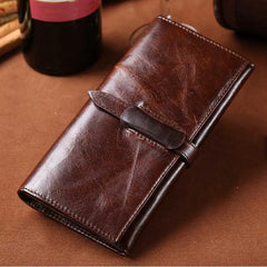 Retro men long wallet leather casual multi-card position purse